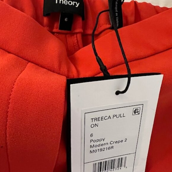 Theory Treeca Pull-on Pant - Stretch Admiral Crepe - Poppy Red/Orange - Sz 6 NWT - Picture 8 of 11